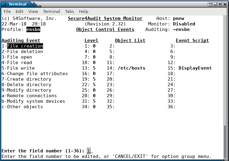 Secure4Audit - object control events editor