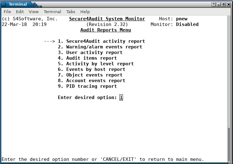 Secure4Audit - audit reports menu