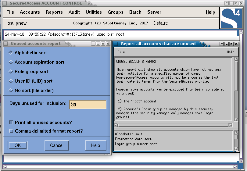 Secure4Access - Unused Accounts report