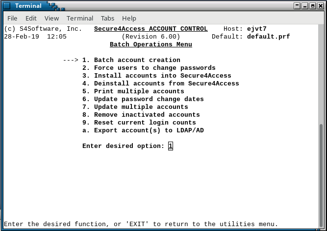 Secure4Access batch menu