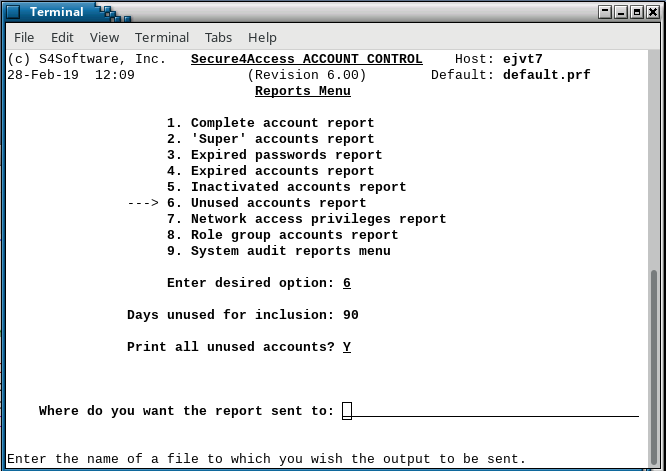 Secure4Access reports menu