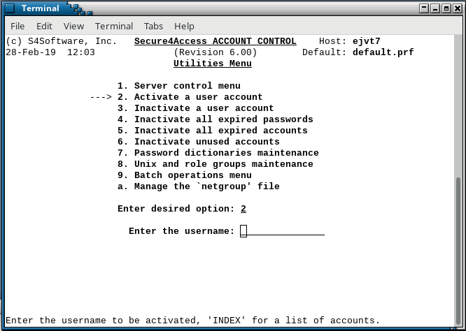 Secure4Access utilities menu